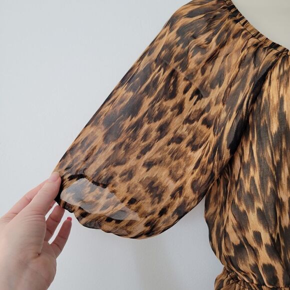 Steve Madden Leopard Print Square Neck Peplum Top NWOT - Picture 3 of 6